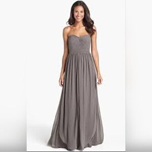 JENNY YOO Aiden Convertible Chiffon Strapless Gray Formal Dress SIZE 14